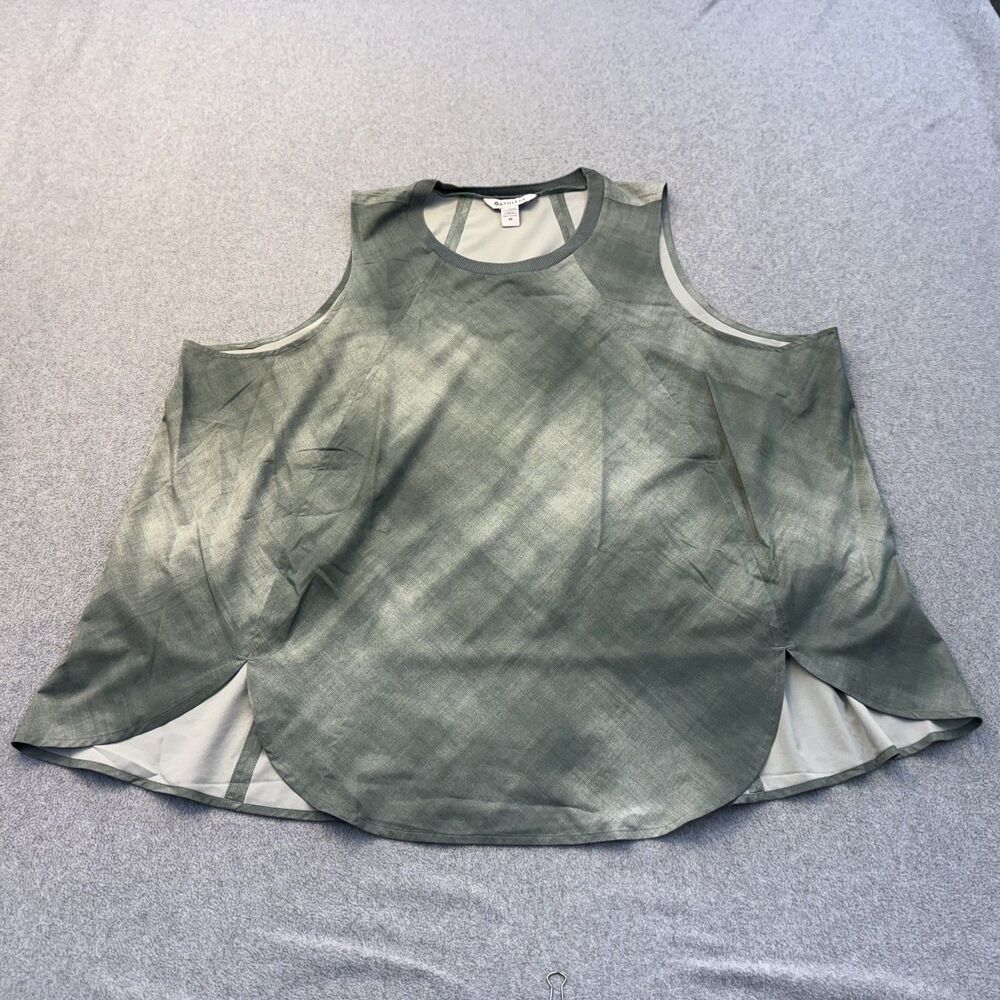 Athleta Zephyr Print Tank Womens 3X Sage Green Cold Shoulder Performance Stretch